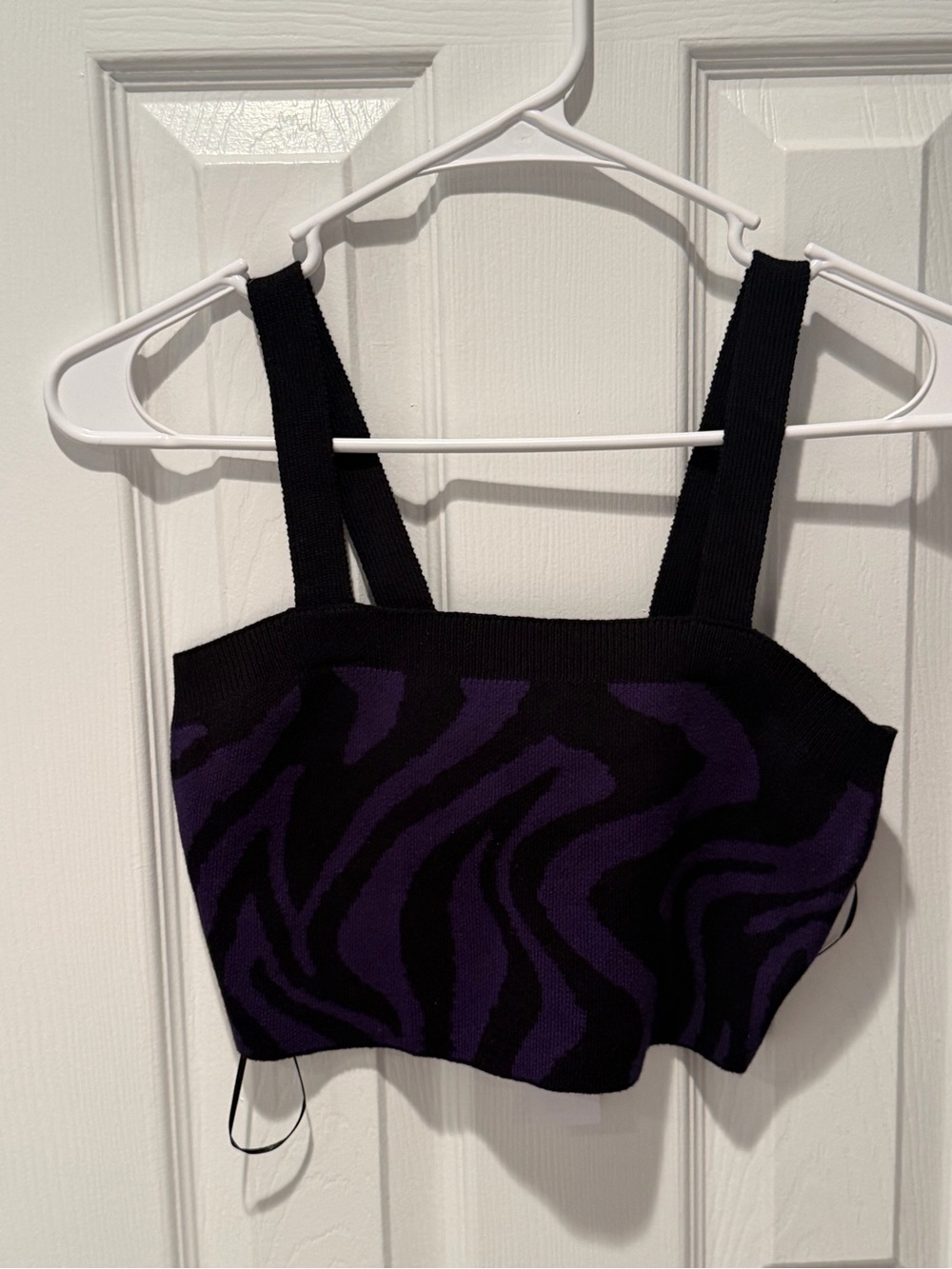 525 America Purple Zebra Knit Crop Tank Top Cotton Small NWT